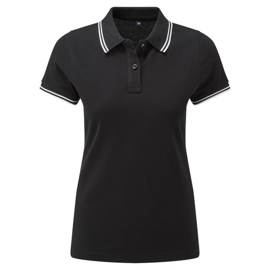 Asquith & Fox Womens/Ladies Classic Fit Tipped Polo (Black/White) - Image 1
