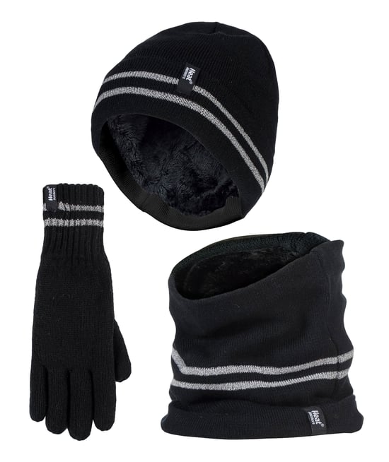 Juego de gorro, braga para el cuello y guantes Hi Vis | Calentadores | Ropa de trabajo reflectante para climas extremadamente fríos - Negro - Image 1