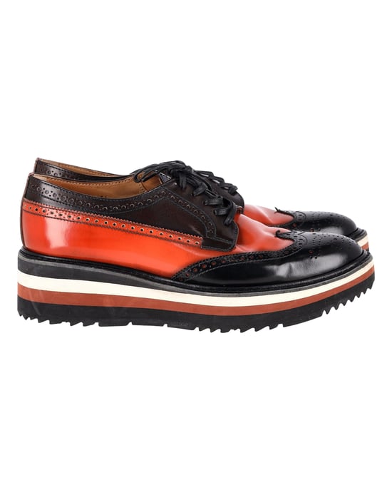 Prada Flatform Derby Brogue Lace Up in Black Leather - Image 1