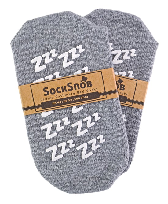 Sock Snob - Calcetines de lana de cachemira antideslizantes para mujer con puños Zzz - Grises - Image 2