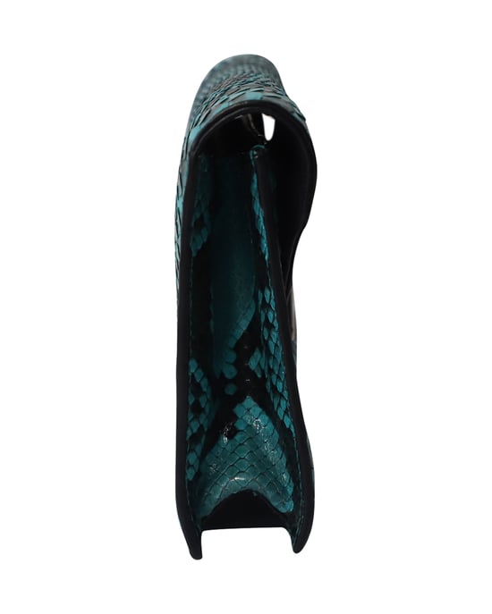 Michael Kors Snakeskin Embossed Clutch Bag in Green Leather - Image 4