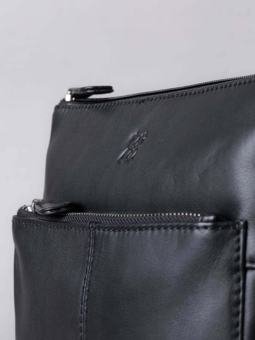 Enderby Leather Cross Body Bag in Black