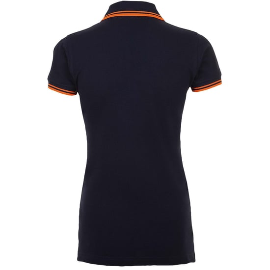 SOLS Womens/Ladies Pasadena Tipped Short Sleeve Pique Polo Shirt (French Navy/Neon Orange) - Image 2