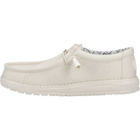 HEYDUDE Wally Canvas 100% Cotton Men's Stone White Boat Shoes - Image 4