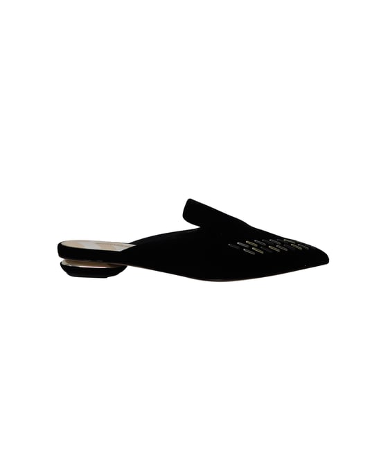 Nicholas Kirkwood Beya Flat Mules in Black Velvet - Image 1