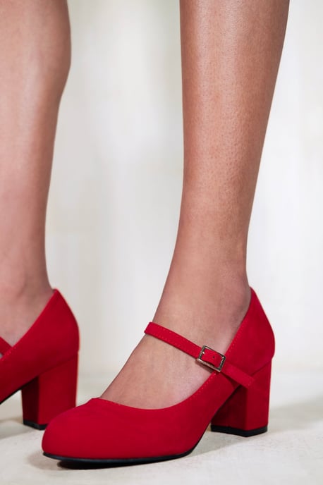 Where's That From Womens Araceli Block Heel Mary Jane Pupms - Rouge Red