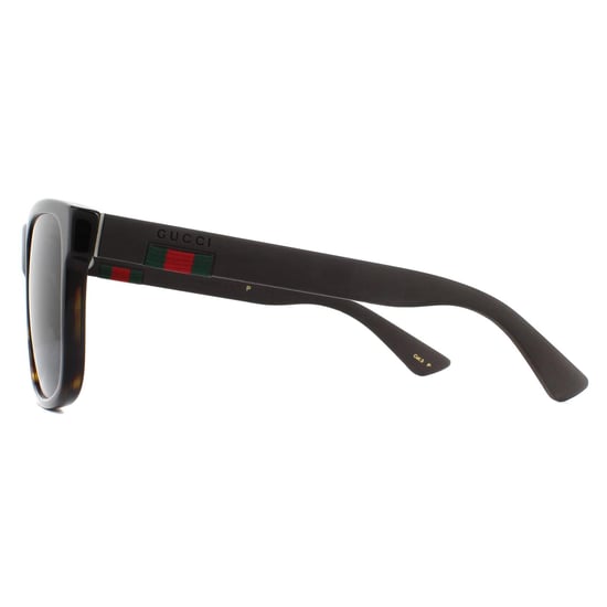 Gucci Rectangle Mens Havana and Grey Grey Polarized Sunglasses