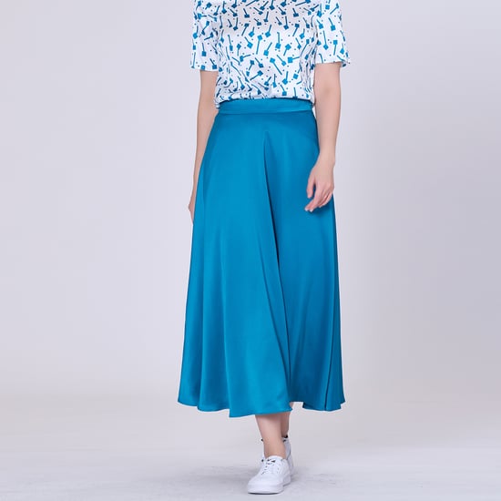 Flared midi satin skirt - Image 1