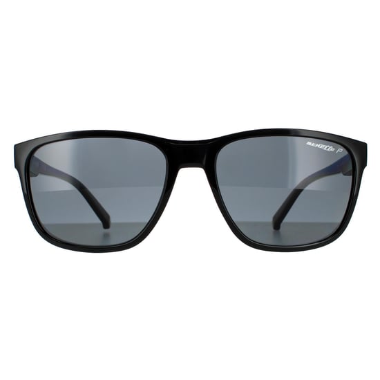 Gafas de sol polarizadas Arnette Rectangle para hombre en negro brillante y gris oscuro - Image 1