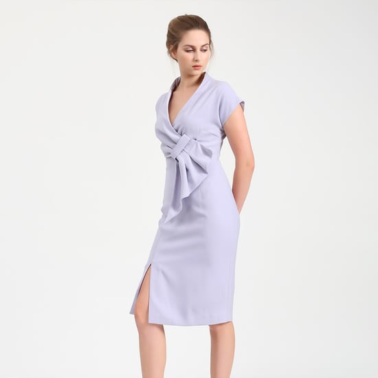 Draped asymmetric tailored dress