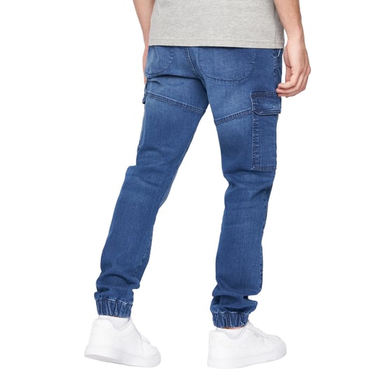 Crosshatch Mens Malimore Cuffed Ankle Cargo Jeans (Stone Wash) - Image 2