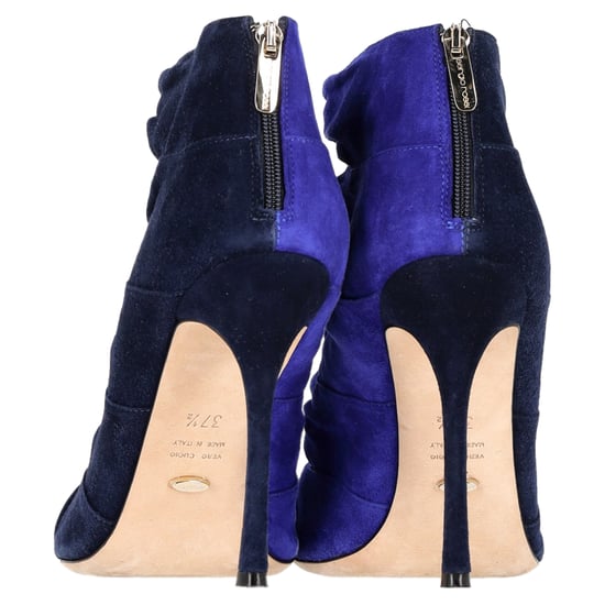 Sergio Rossi Bi-Color Cut Out Ankle Boots in Blue Suede - Image 5