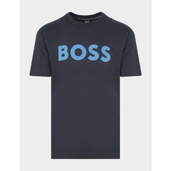 Men's Hugo Boss Cotton-Jersey Tee1 Logo Print T-Shirt in Navy