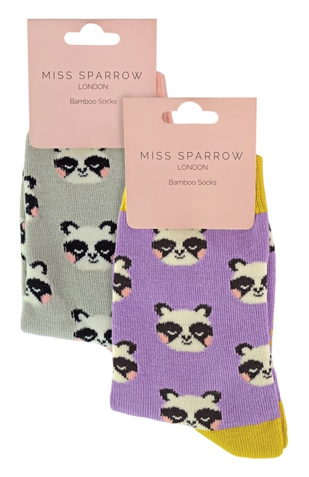 Miss Sparrow - Pack de 2 calcetines de bambú con dibujos de animales - Panda - Image 2