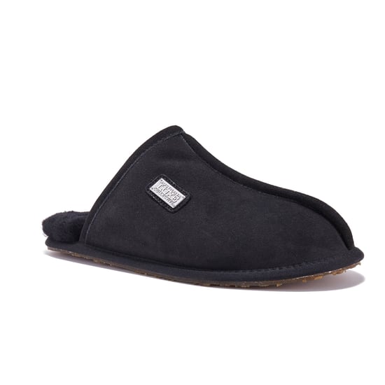 Mens Closed Mule Black Slippers
