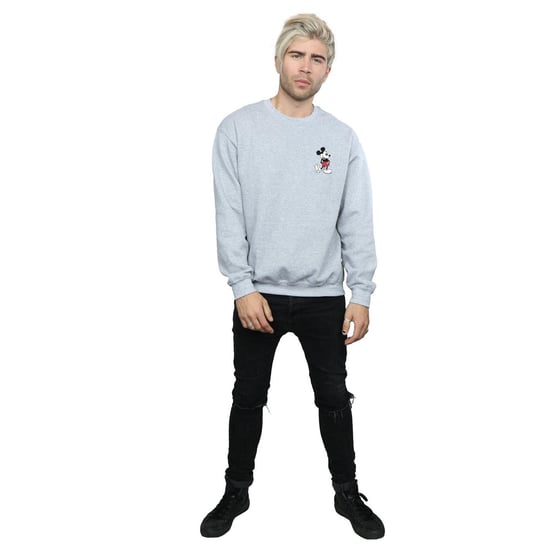 Disney Mens Mickey Mouse Kickin Retro Chest Sweatshirt (Sports Grey) - Image 4