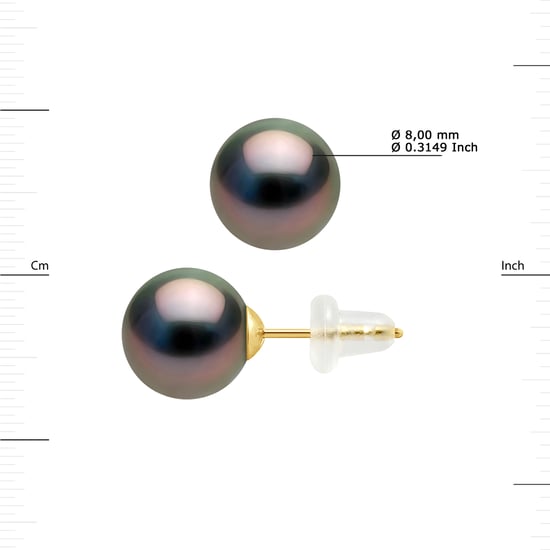 DIADEMA - Earrings - Yellow Gold and Real Tahitian Pearls