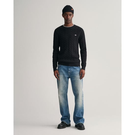 GANT Mens Cotton Cable Knit Crew Neck Jumper - Image 2
