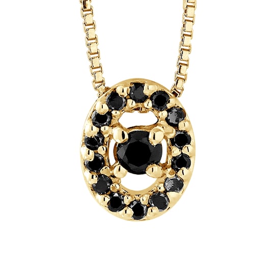 DIADEMA - Necklace with Diamonds - Black - Yellow Gold