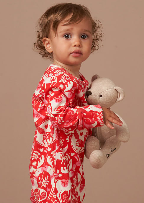 Frida Red Scandi Print Babygrow And Hat