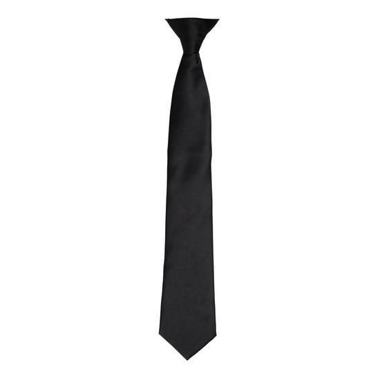 Premier Colours Mens Satin Clip Tie (Black) - Image 1