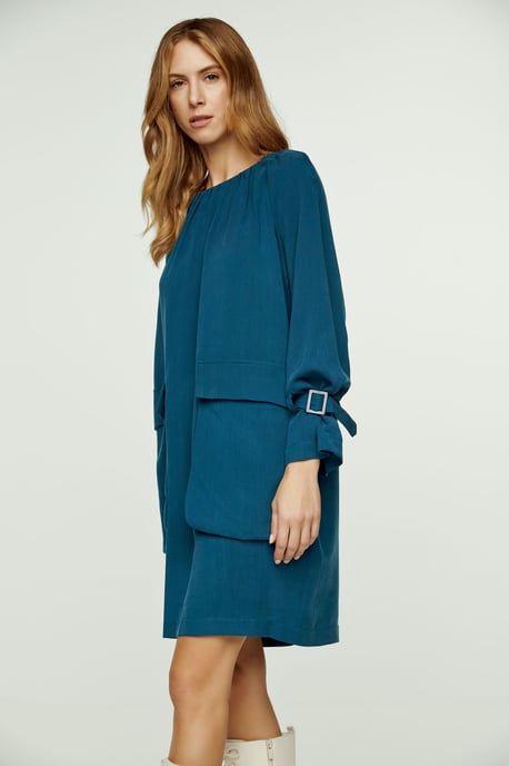 Petrol Blue Pocket Detail Tencel Dress