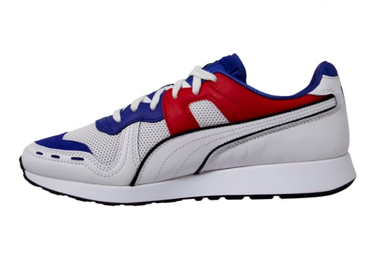 Puma RS-100 Sound White Leather Lace Up Mens Running Trainers 368025 01