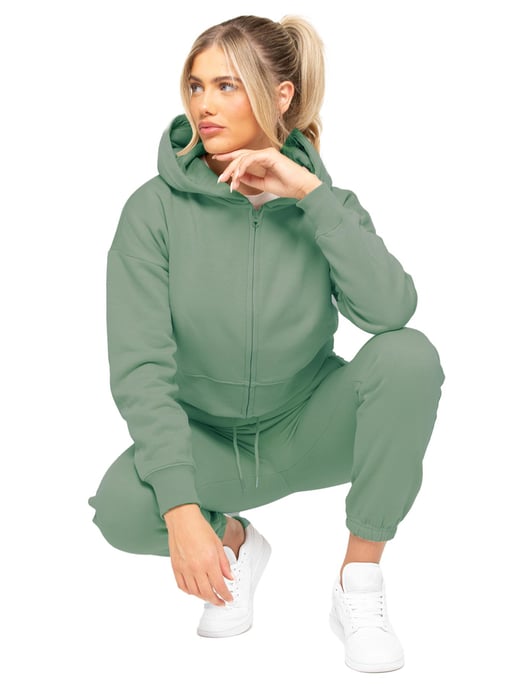 Enzo | Womens Crop Zip Hoodie Tracksuit Set - Image 4