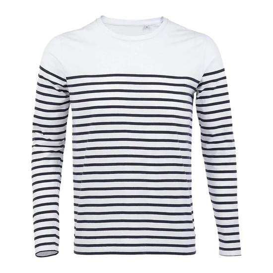 SOLS Mens Matelot Striped Long-Sleeved T-Shirt (White/Navy) - Image 1