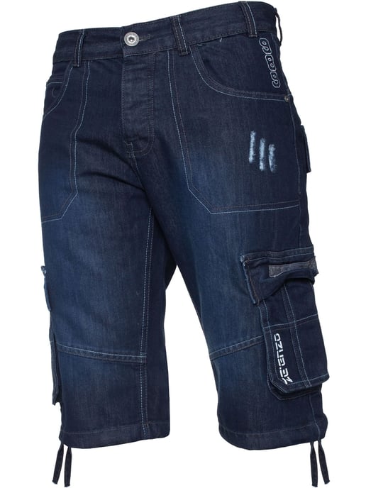 Pantalones cortos vaqueros Enzo Cargo Combat para hombre - Image 1