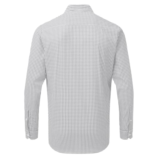 Premier Mens Maxton Check Long Sleeve Shirt (Silver/White) - Image 2