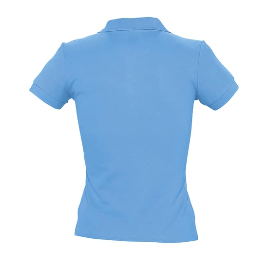 SOLS Womens/Ladies People Pique Short Sleeve Cotton Polo Shirt (Sky Blue) - Image 3