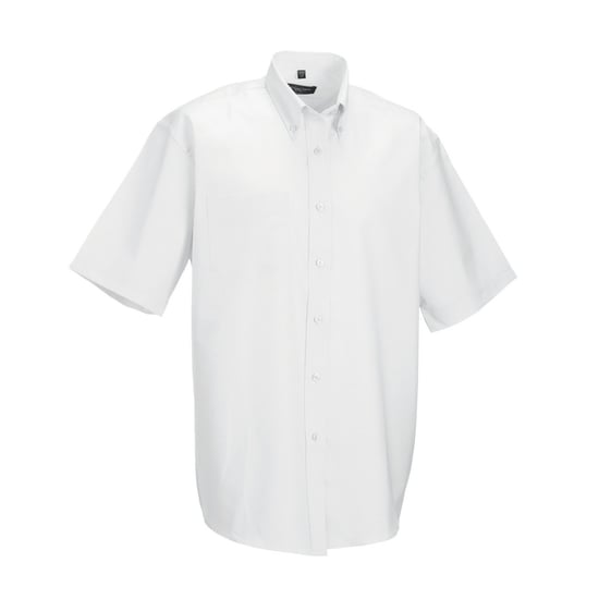 Russell Collection Mens Oxford Easy-Care Short-Sleeved Shirt (White) - Image 3