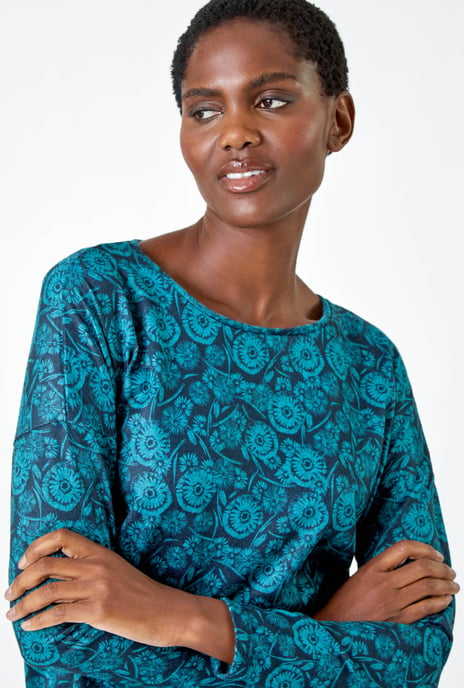 Floral Soft Stretch Jersey Top
