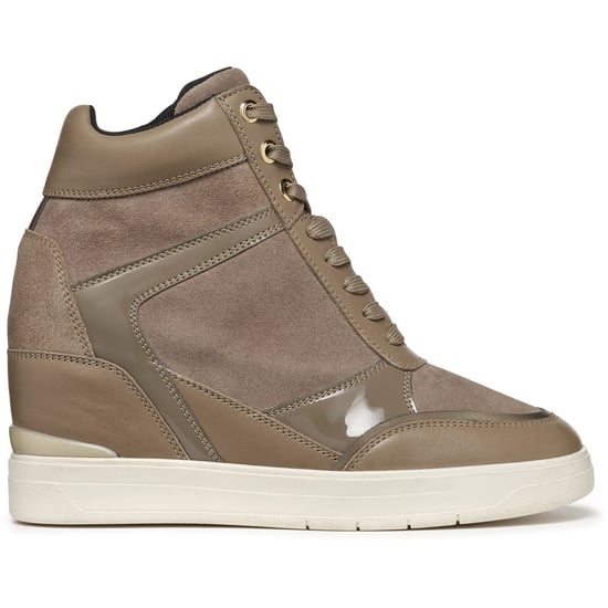 Geox D Maurica Leather Women's Dark Taupe Trainers - Image 5