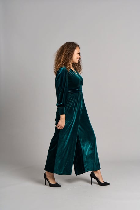 Ava Velvet Jumpsuit - Emerald