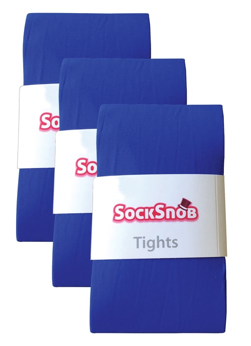 3 Pares Multipack Mallas Opacas 80 Denier Mujer | Sock Snob | Plain Block Colour Tights - Colbalt Blue - Image 2