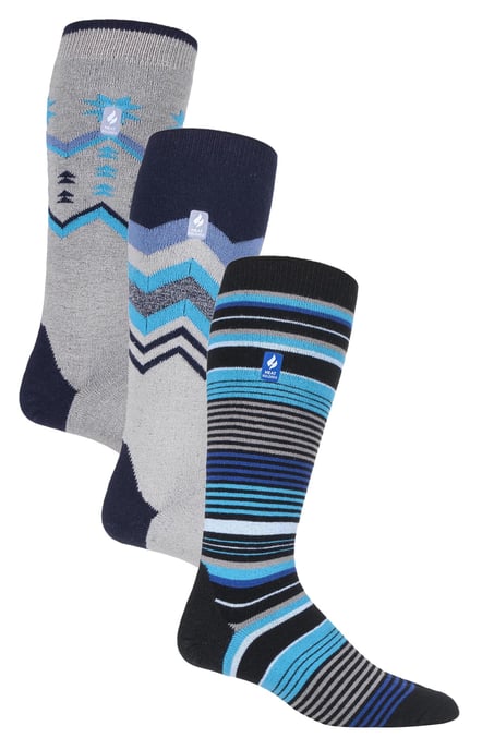 3 Pares Multipack Surtido Ultra Lite Calcetines de Esquí para Hombre | Calcetines Térmicos | Funky Retro Style Knee High Socks - Mix 1 - Image 1