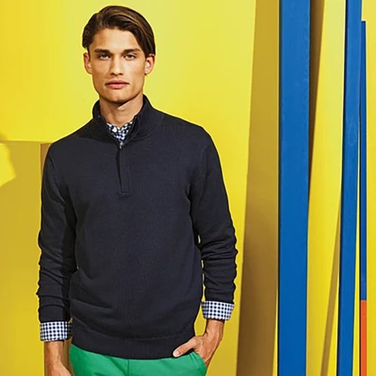 Asquith & Fox Mens Cotton Blend Zip Sweatshirt (French Navy) - Image 4