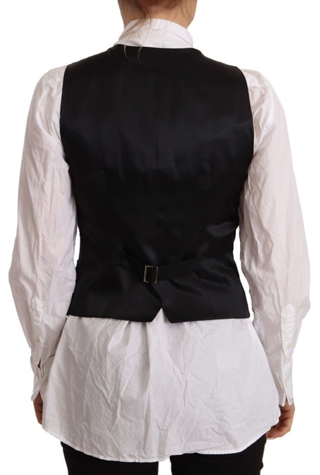Top sin mangas negro con botones de Dolce & Gabbana para mujer en viscosa - Image 3