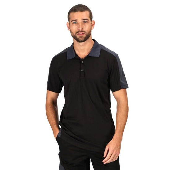 Regatta Mens Contrast Coolweave Polo Shirt (Black/Seal Grey)