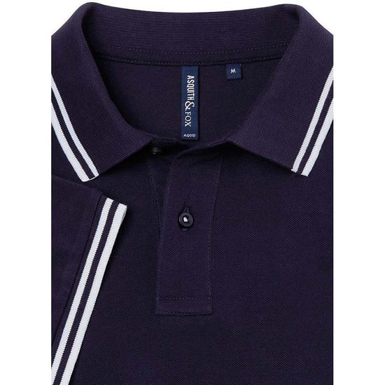 Asquith & Fox Mens Classic Fit Tipped Polo Shirt (Navy/ White) - Image 2