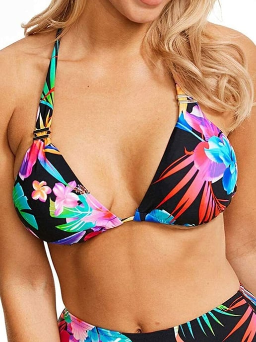 Bora Bora Soft Halter Triangle Top Black Tropical