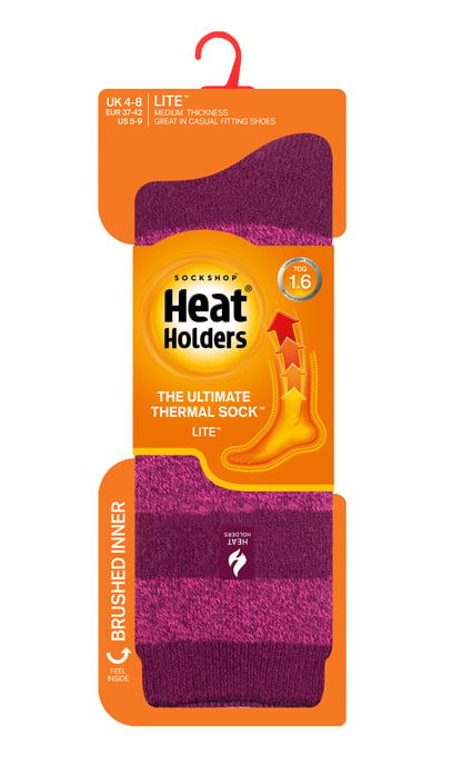 Heat Holders Lite - Calcetines Térmicos Aislantes para Mujer | Múltiples Diseños Incluyendo Rayas Argyle Corazones Estrellas | Calcetines Calientes para Invierno - Fucsia Profundo/ Baya (Bolonia) - Image 2