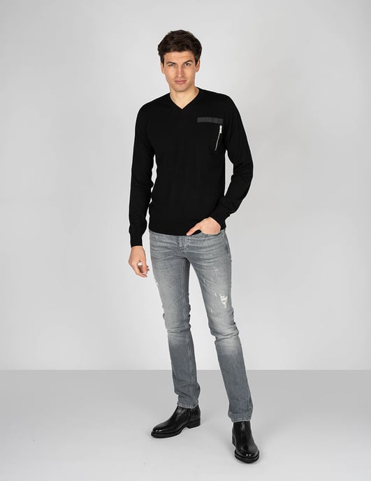 Les Hommes Suéter V-neck del hombre negro - Image 2
