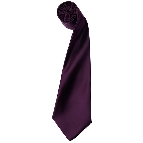 Premier Mens Plain Satin Tie (Narrow Blade) (Pack of 2) (Aubergine) - Image 1