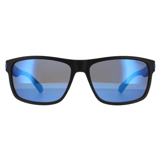 Polaroid Rectángulo Masculino Negro Mate Azul Espejo Azul Polarizado - Image 1