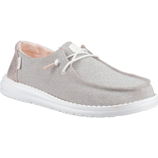 HEYDUDE Wendy Metallic Sparkle Polyester Women's Rose Gold Loafers - Image 1