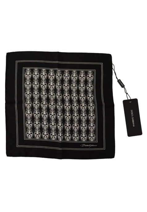 Dolce & Gabbana Men's Black Printed Square Handkerchief Scarf