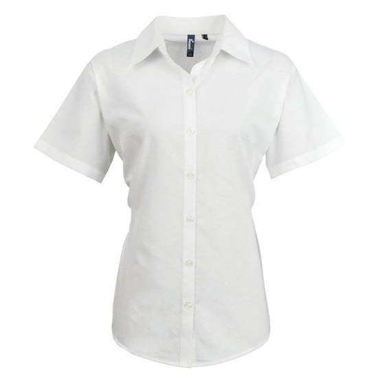 Premier Womens/Ladies Signature Pearlised Oxford Short-Sleeved Shirt (Light Blue) - Image 1